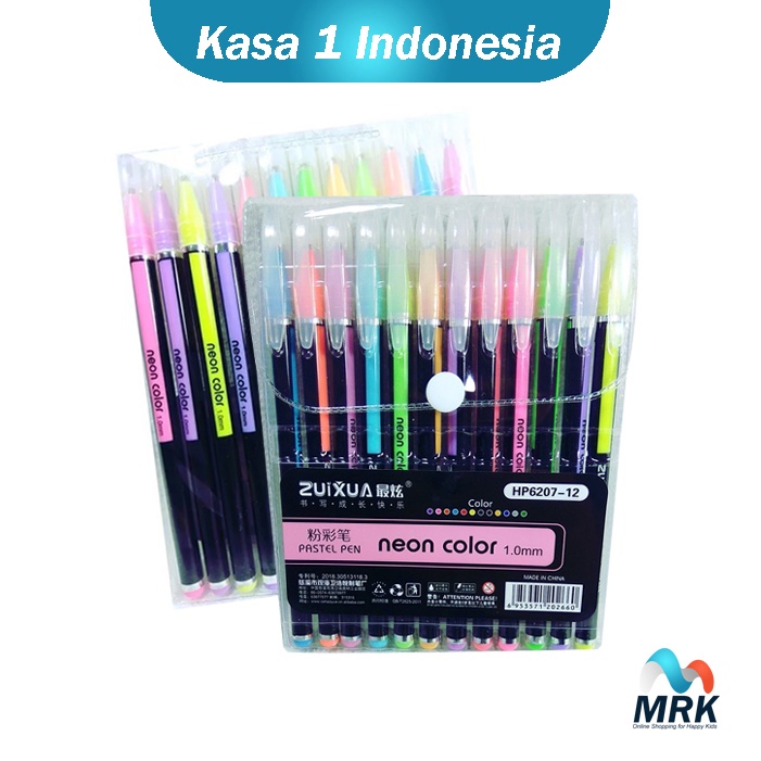 

12 PCS Pastel Pen Neon Colour / Pulpen Gel Warna-Warni Alat Tulis Perlengkapan Sekolah