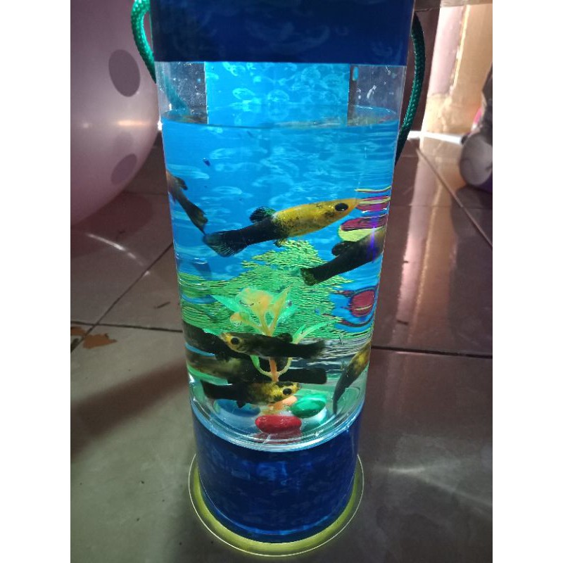 (COD) aquarium mini ikan cupang LED motif