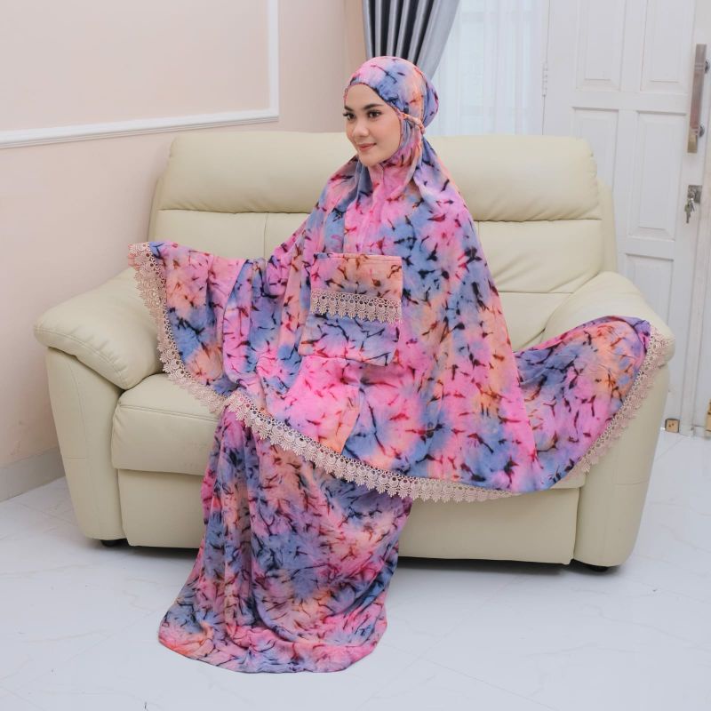 mav boutique mukena tie dye terbaru premium renda jumbo