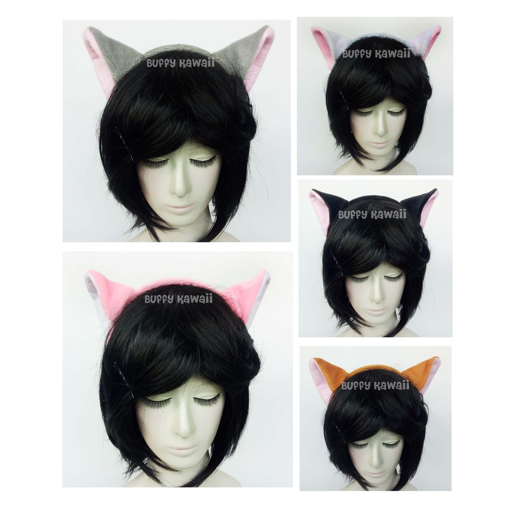 Bando kucing polos nekomimi velboa neko cosplay cat ears simple daily fashion kawaii halloween