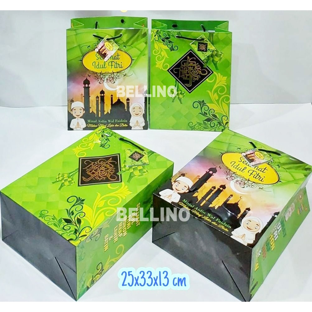 Paper Bag Tas Hantaran Lebaran Tas Bingkisan Muat Banyak Tebal Goodie Bag Lebaran Paper Bag Premium Muat Banyak 25x33x13cm Tas Lebaran Idul Fitri Paper Bag Motif Idul Fitri