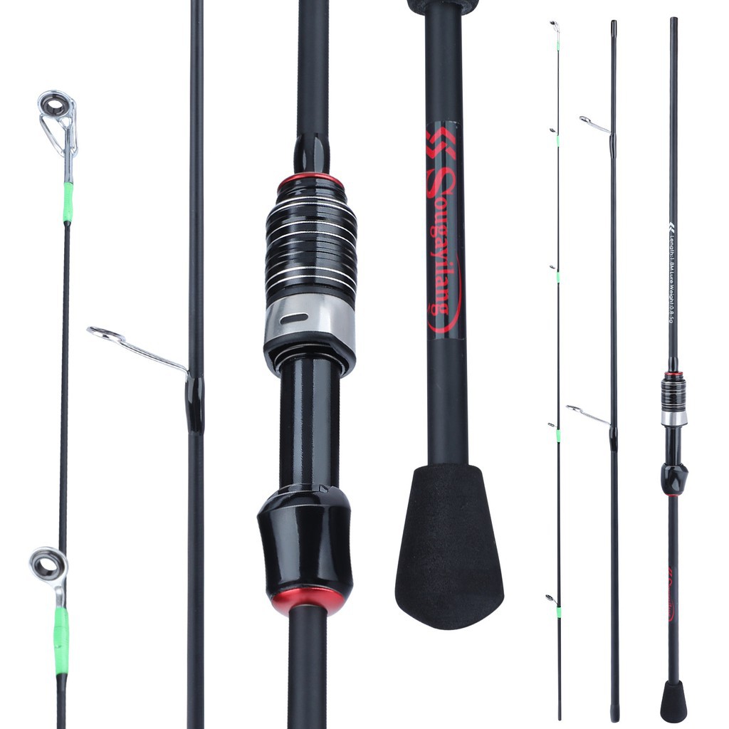 Sougayilang 3 Bagian Spinning / Casting Rod 1,8M Carbon Fiber Fishing Rod