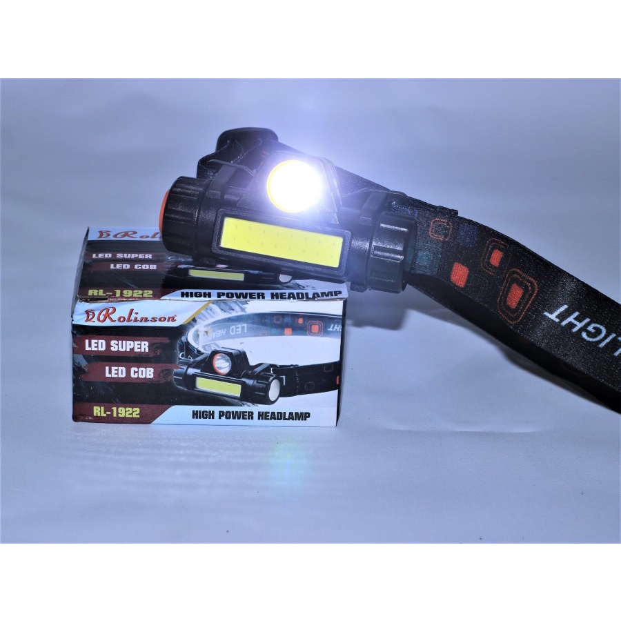 COD Senter Kepala Sorot Jauh Dekat 1922 Headlamp Rolinson RL-1922 // SENTER KEPALA LED COB ROLINSON RL-1922 HIGH POWER HEADLAMP