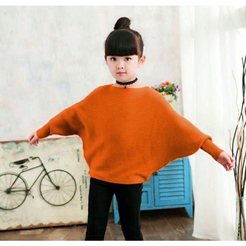 BATWING ANAK PEREMPUAN  / SWEATER RAJUT  ANAK 4 - 7 TAHUN / LASPERAL KIDS JAMAN NOW / ATASAN ANAK PEREMPUAN