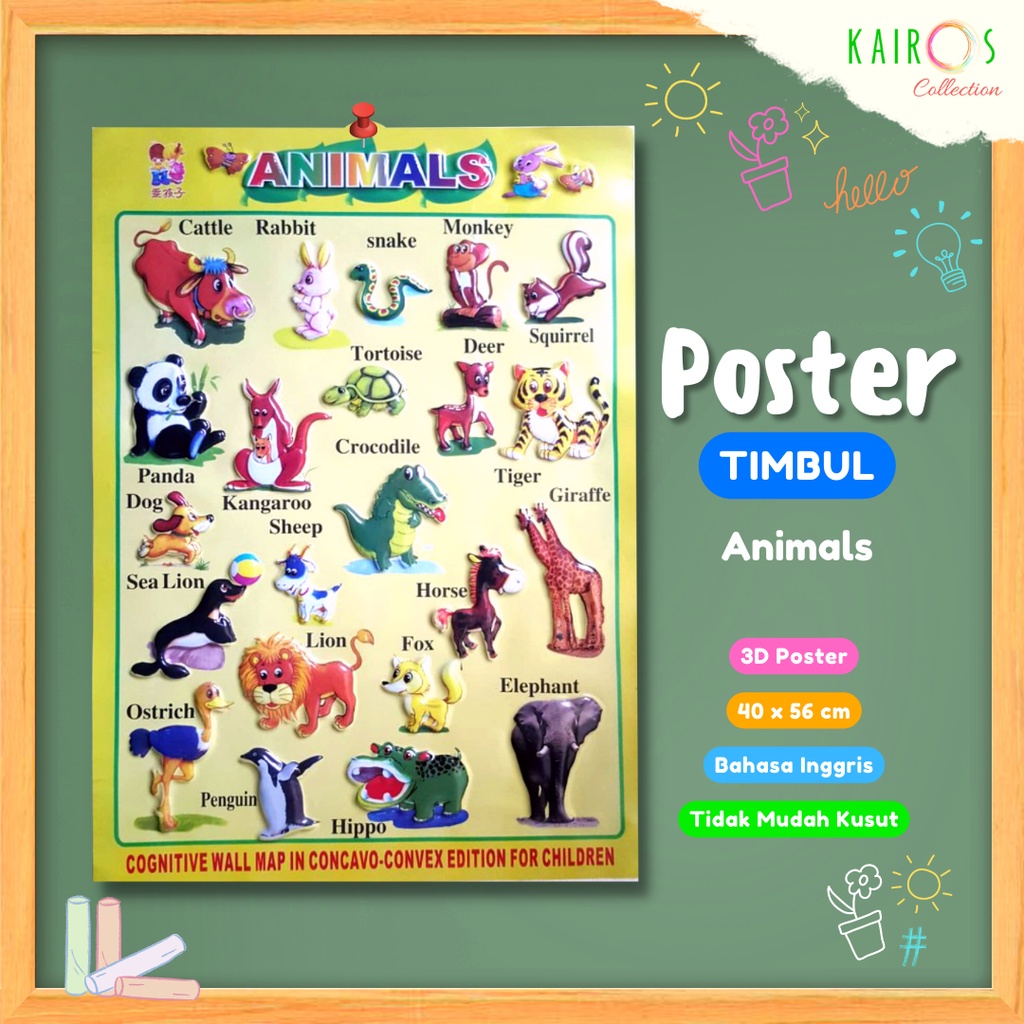 Poster Anak Timbul Animals Binatang