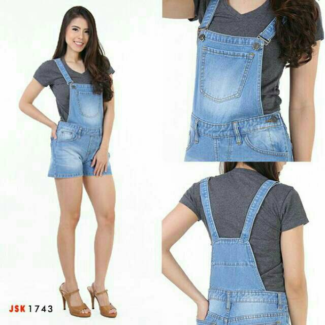 (2 Warna)Celana Pendek Overall Short Jeans Wanita/ Celana Kodok Jeans Trendy Cewek Elegan/Gaul/modis