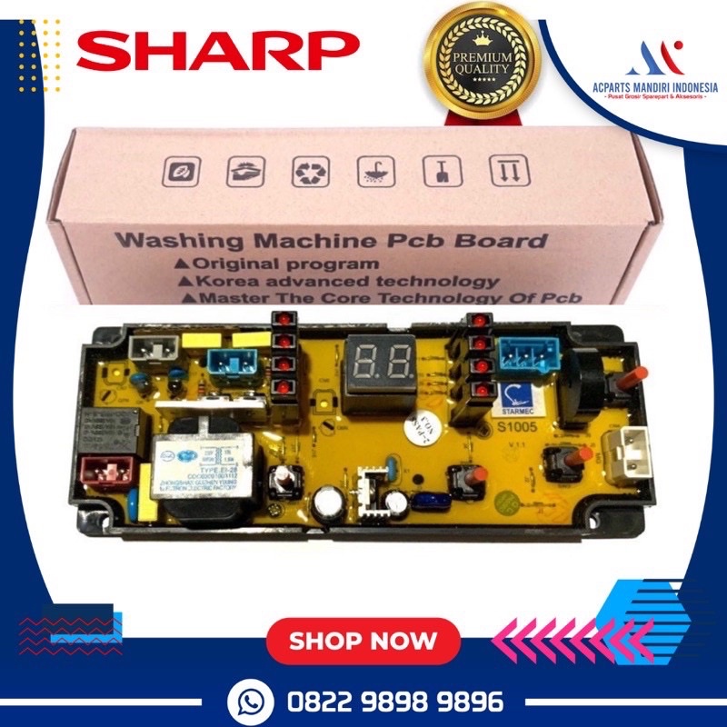 SHARP ES-G865P-G modul pcb mesin cuci Top Loading sharp