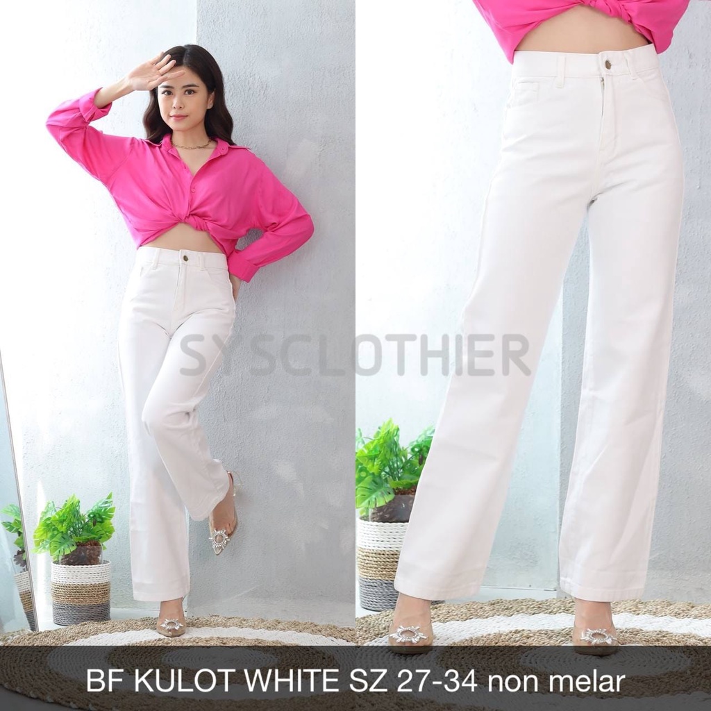 CELANA JEANS WANITA BF KULOT WHITE