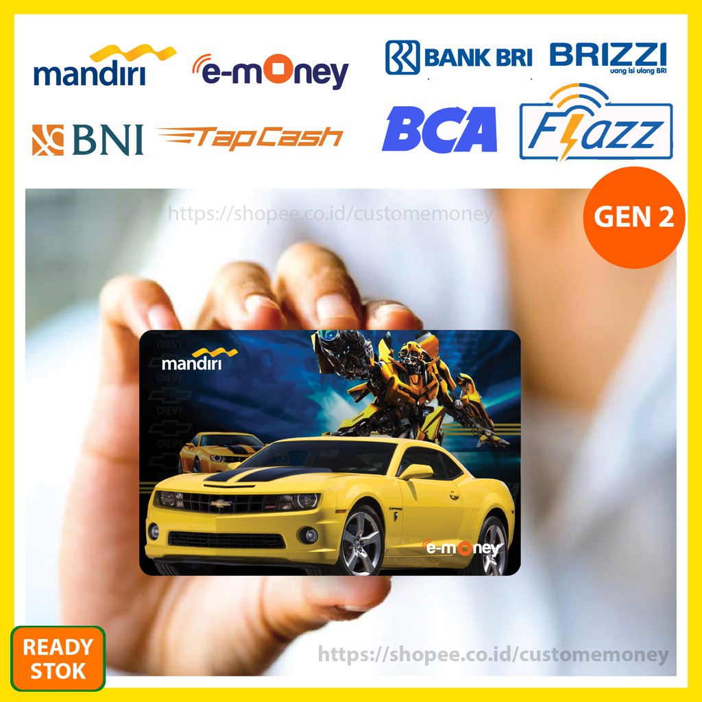 KARTU EMONEY BUMBLEBEE CHEVROLET SUPERHERO 82 ETOLL MANDIRI FLAZZ BCA GEN 2 TAPCASH BRIZZI - 1 SISI