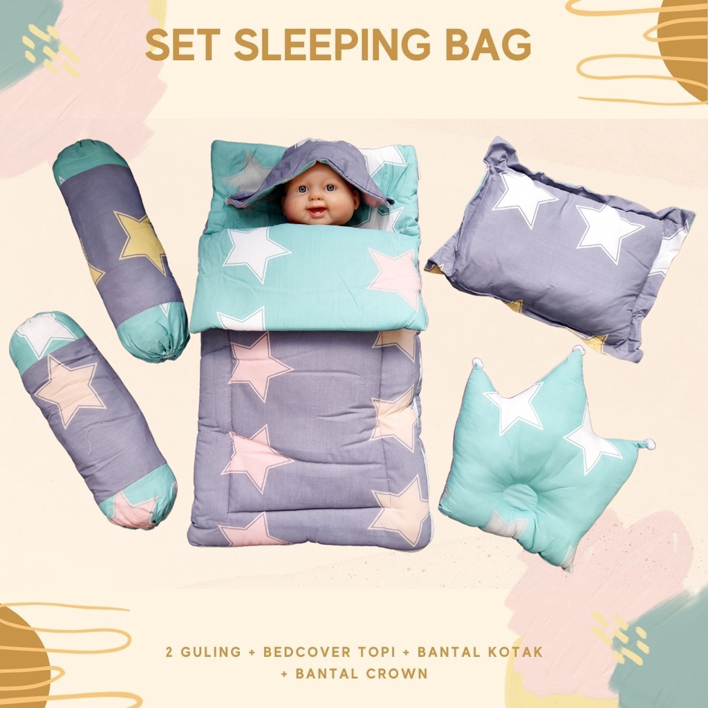 STARLA SET SLEEPING BAG LENGKAP MULTIFUNGSI - Selimut Bayi bc akachan guling bedset