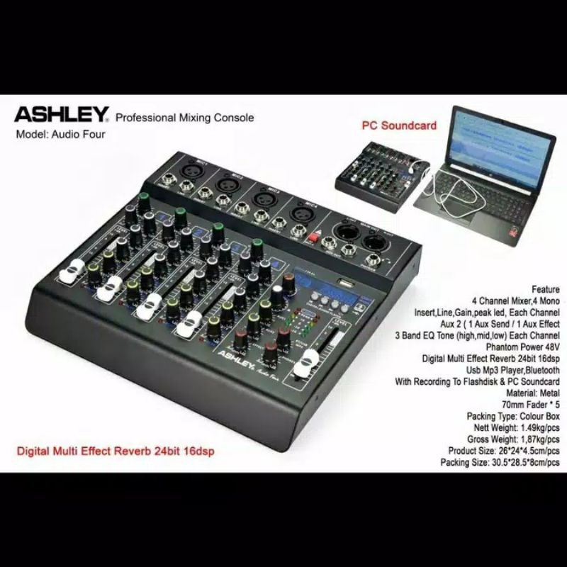 Mixer Ashley Audio four Original/mixer audio Ashley 4ch Usb Bluetooth