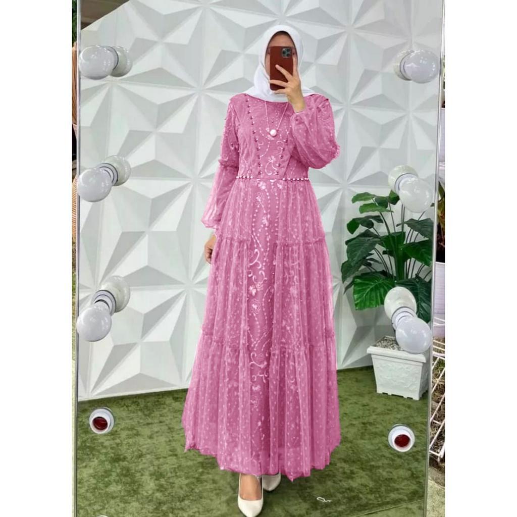 O2 Fashion / Hanura dress / dress muslim model terbaru dress tile mutiara good quality