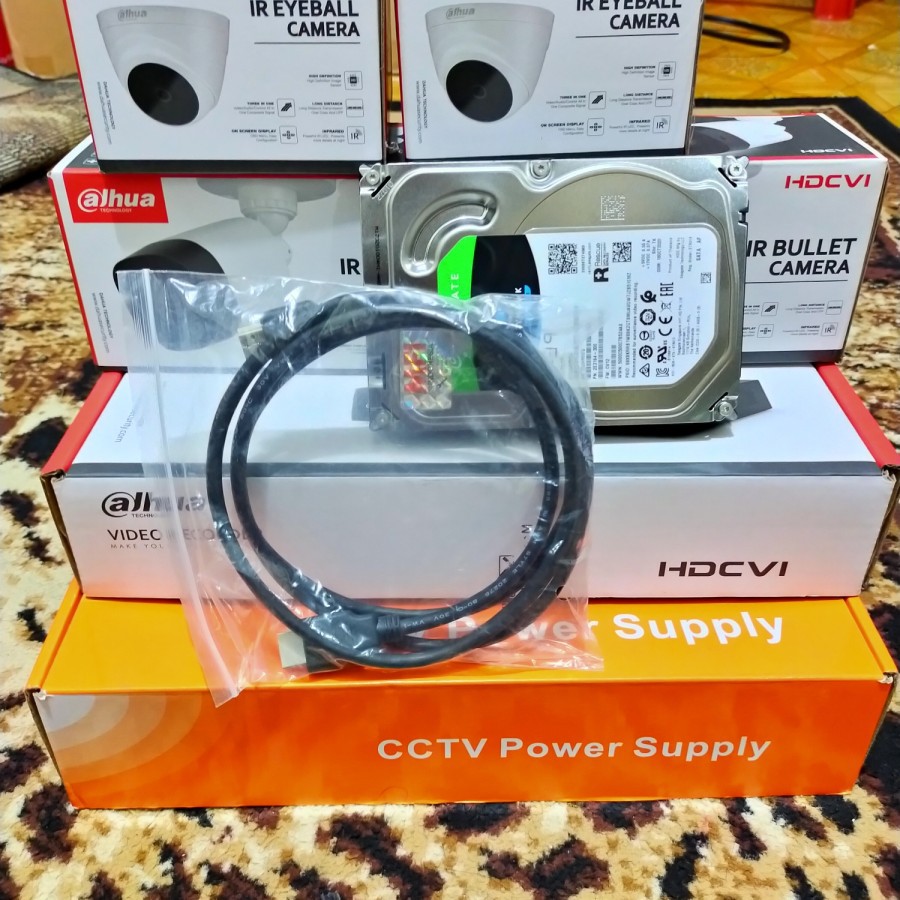 Paket CCTV DAHUA 2MP 4 Chanel 4 kamera komplit hdd