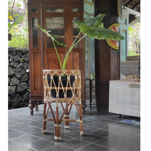 Standing Pot Rotan - Cover Pot Rotan / Dekorasi Taman / Pot/ Pot Rotan / Dekorasi Rumah