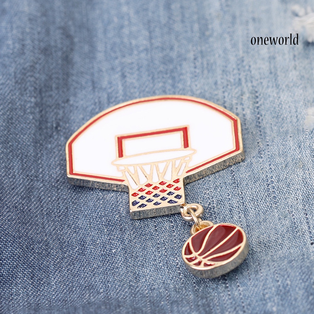 OW@ Fashion Basketball Ball Alloy Brooch Pin Scarf Clothes Badge Decor Jewelry