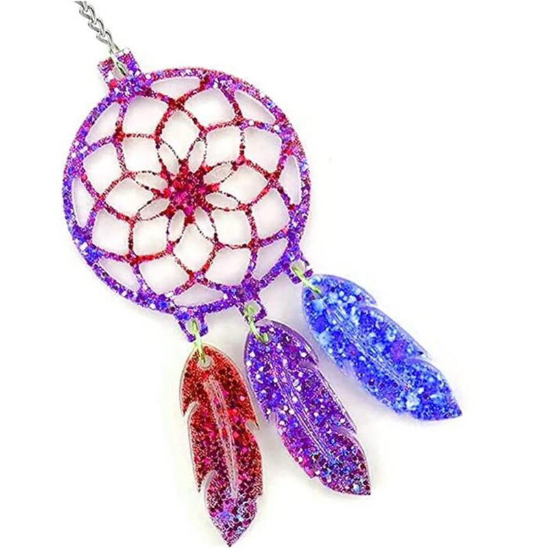 SIY  5 Pcs Dream Catcher Feather Keychain Epoxy Resin Mold Car Pendant Silicone Mould