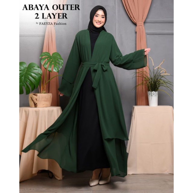 Gamis Outer 2 Layer/Cardigan/Belanja Online/ Cod/Abaya Turki Dubai/Gamis Outer/Outer Muslimah/Gamis 
