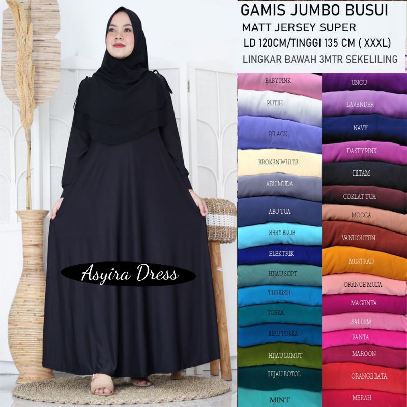 Baju Gamis Jersey Maxi Maxy Dress BIG Size Ukuran XL XXL XXXL 3XL 5XL LD120 LD140 SUPER JUMBO Polos 