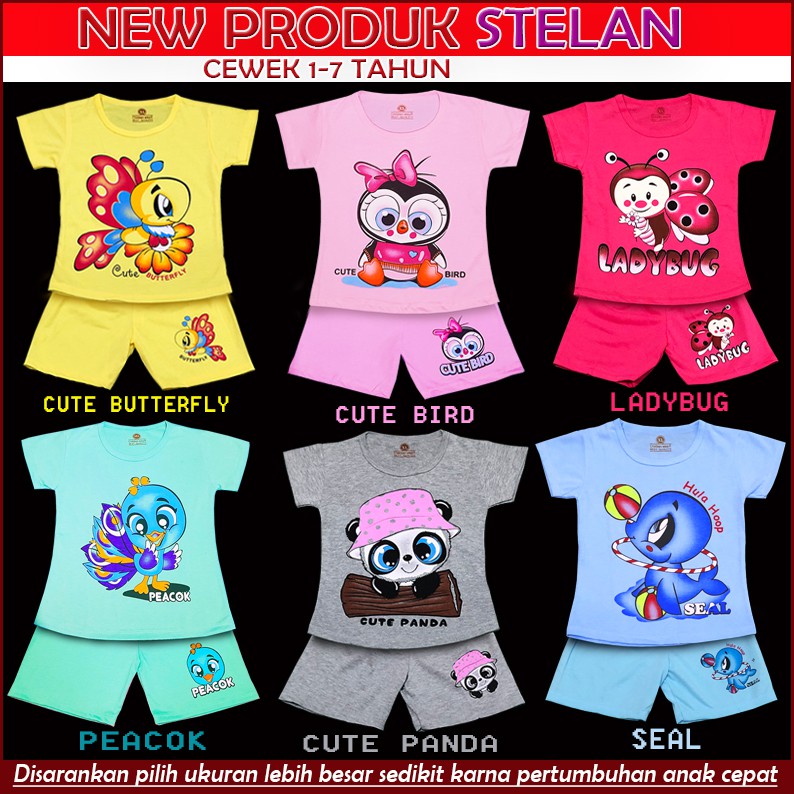 SETELAN KAOS  ANAK PEREMPUAN 1 7 TAHUN CUTE Shopee 