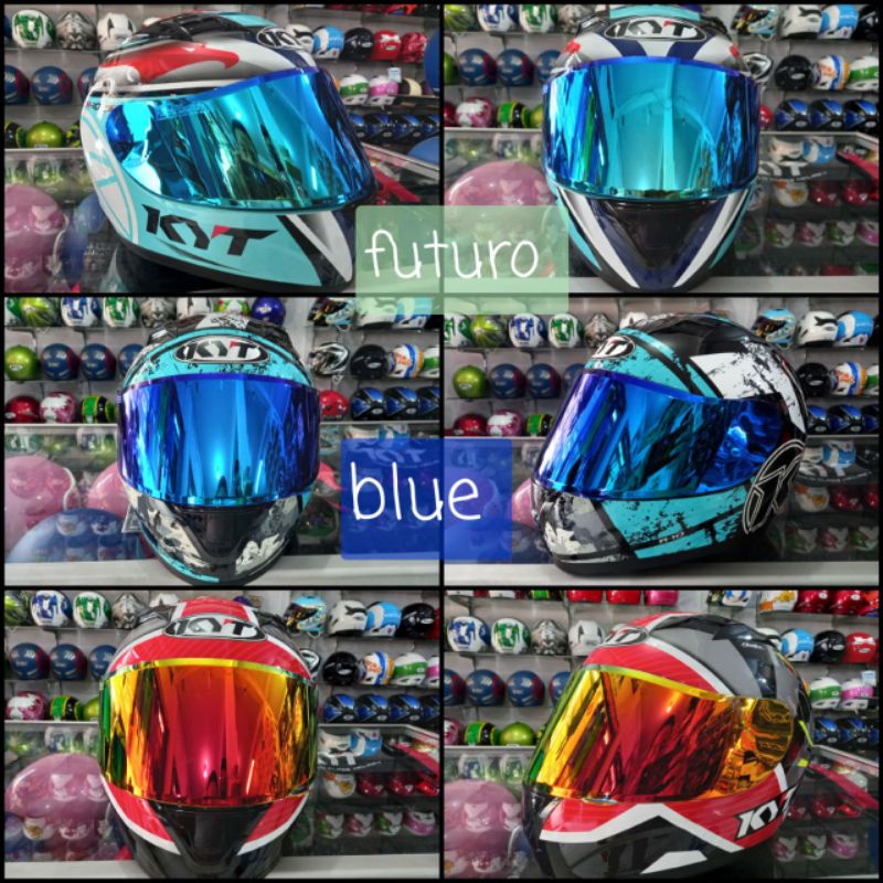 VISOR HELM KYT R10 FLAT IRIDIUM BLUE | IRIRIDUM RED | IRIDIUM FUTURO