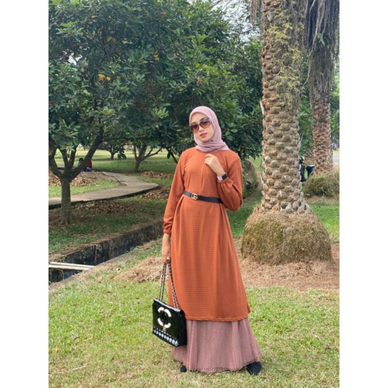 Alena Tunik, TUNIK WANITA MUSLIM BUSUI CANTIK BAHAN KAOS IMPORT LD 100-120 JUMBO ZIPPER BUSUI OOTD