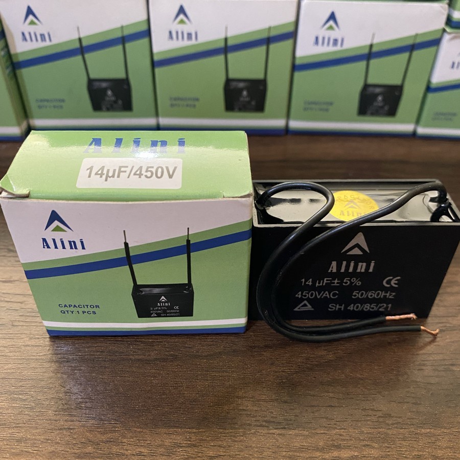 Kapasitor Pompa Air 14 uF microfarad Kotak Kabel ALINI Capacitor
