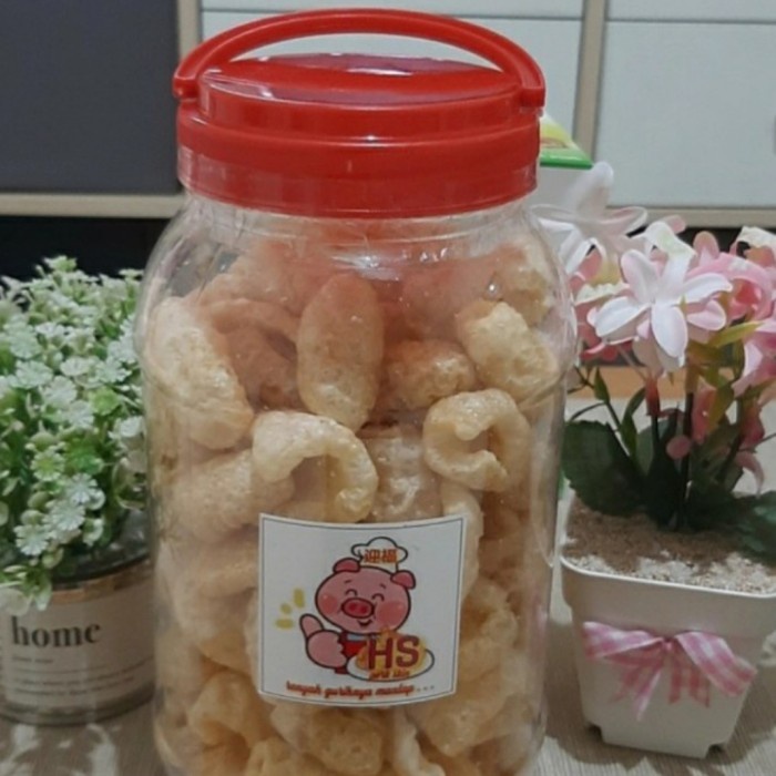 

✨COD✨ Krupuk kulit babi kualitas premium original tanpa bumbu toples2ltr - 2 l