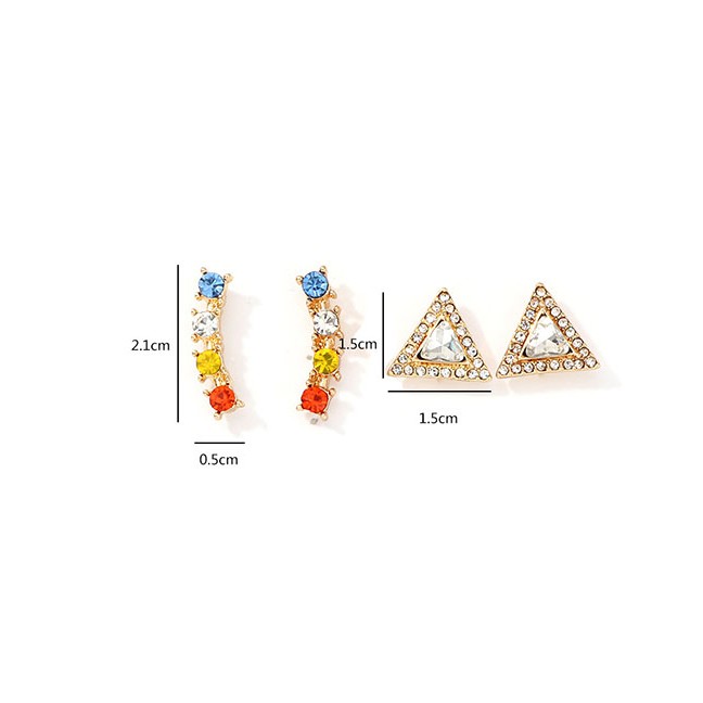 LRC Anting Tusuk Fashion Color Triangle-studded Earrings F75599