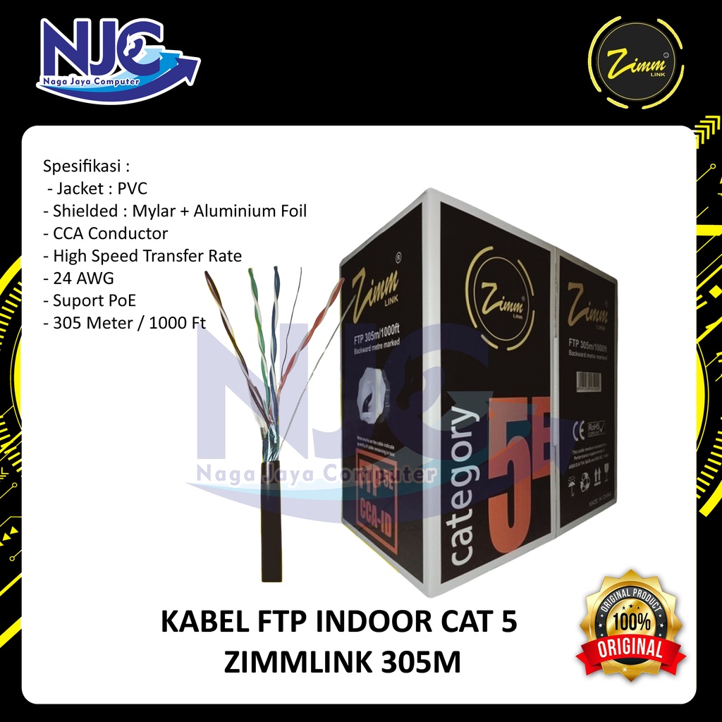 Jual Kabel Lan Ftp Stp Cat E Indoor Outdoor Single Jaket Zimmlink Zimm