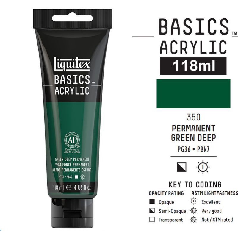 

LIQUITEX BASICS ACRYLIC COLOUR 118 ML GREEN DEEP PERMANENT