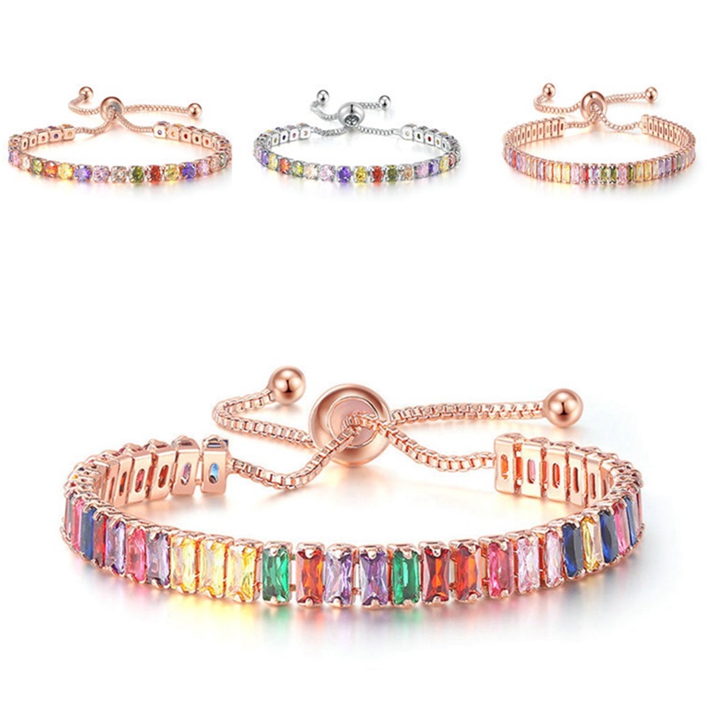 Gelang Tangan Wanita Model Tali Serut Adjustable Hias Zircon Multi Warna Untuk Pernikahan