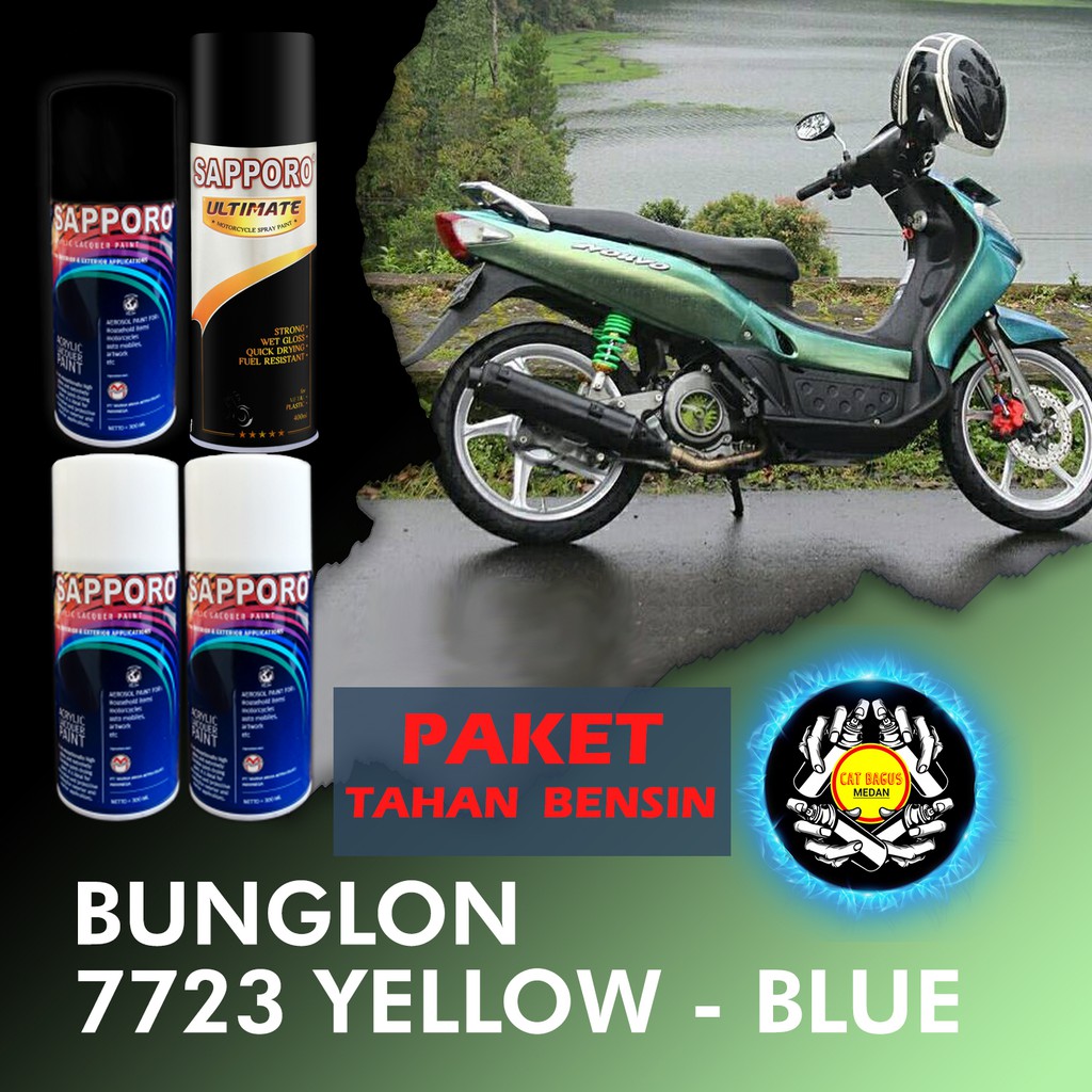 PAKET SAPPORO BUNGLON 7723 YELLOW BLUE CAT SEMPROT 3D KHAMELEON TAHAN BENSIN LEMBAYUNG HIJAU BIRU KU