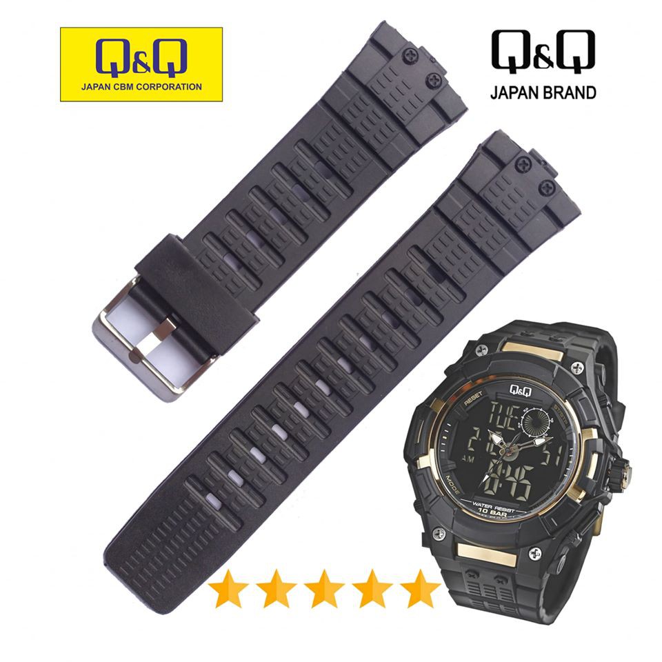 : Strap QQ QnQ Q&amp;Q GW80 m125 GW-80 Tali Jam Tangan Q&amp;Q GW 80 Black