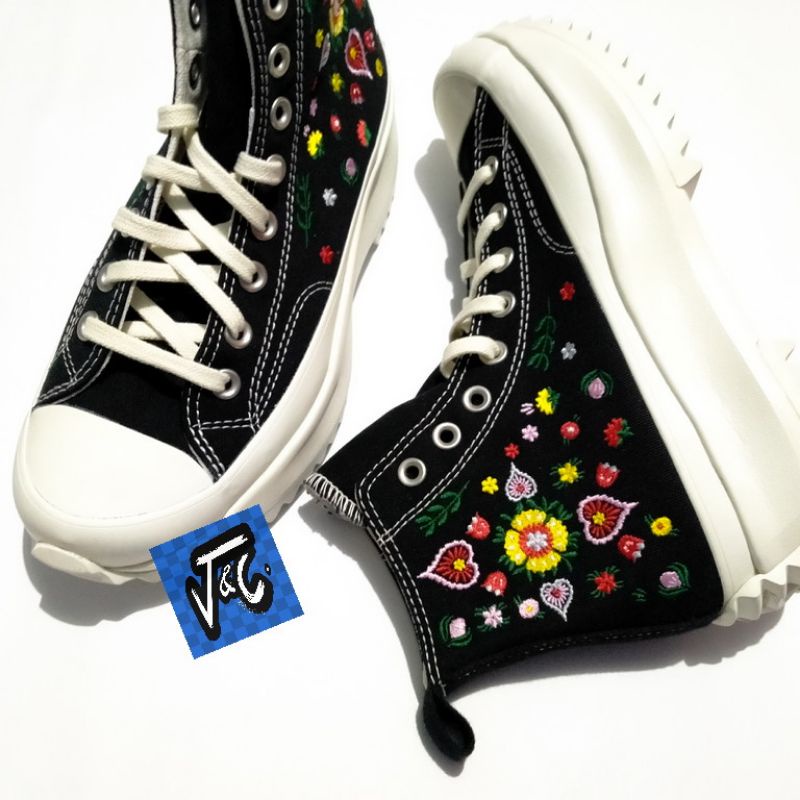 Image of Converse Run Star Hike Platform Tropical Floral Tonal Embroidery Embroidered #1