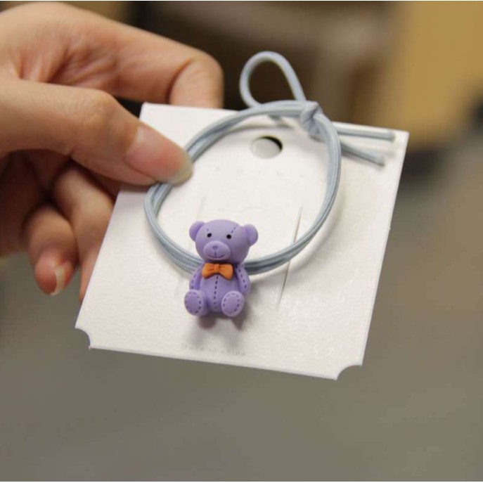 OSM JKT F5185 Karet Rambut Motif Bear / Ikat Rambut Beruang / Ikat Rambut Lucu Korea / Kuncir Rambut Wanita / Cute Hairband-Biru