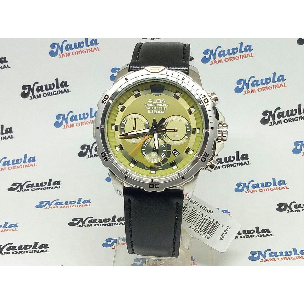 Alba Quartz AT3C99X1 Chronograph Khaki Dial - Jam Tangan Pria AT3C99