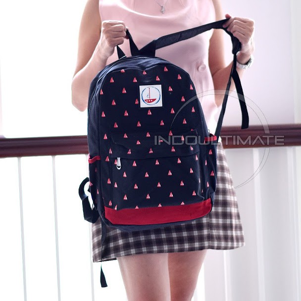 Tas Ransel import IM JS-002 Kanvas / Tas Ransel Import / Tas laptop murah / Tas Sekolah BLACK