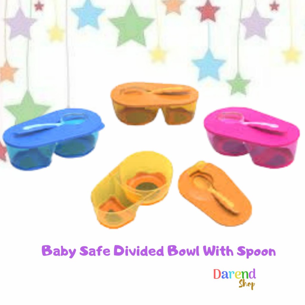 Baby Safe divided bowl with spoon( tempat makan bayi+sendok )/Tempat Makan Bayi/Peralatan Makan Bayi