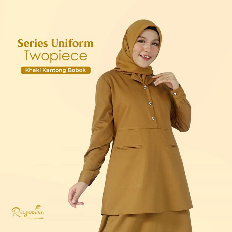 RIYANI GAMIS PEMDA SERAGAM KHAKI KANTOR DINAS PDH WASKAT MODEL KANTONG BOBOK