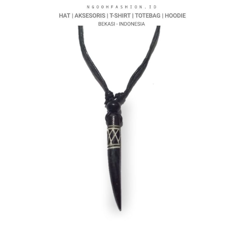 Kalung Pria Tali Hitam Bandul Liontin TARING GADING melamin HITAM Kualitas Premium