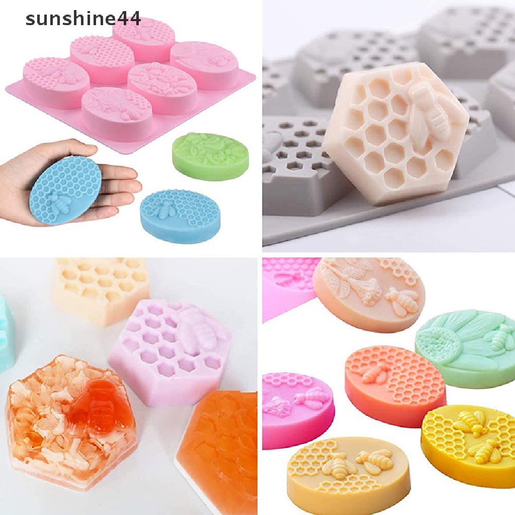 Sunshine Cetakan Resin Bentuk Sarang Lebah 3D Bahan Silikon Untuk Dekorasi Kue / Sabun DIY