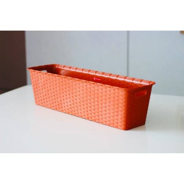Pot bunga tanaman segi panjang merah bata - panjang 60cm cjp