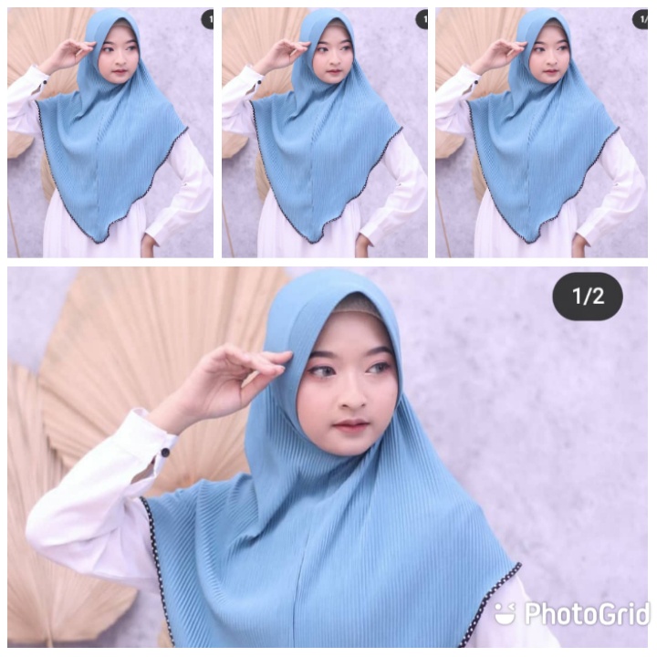 HIJAB PLISKET LIST POLKADOT HIJAB INSTAN