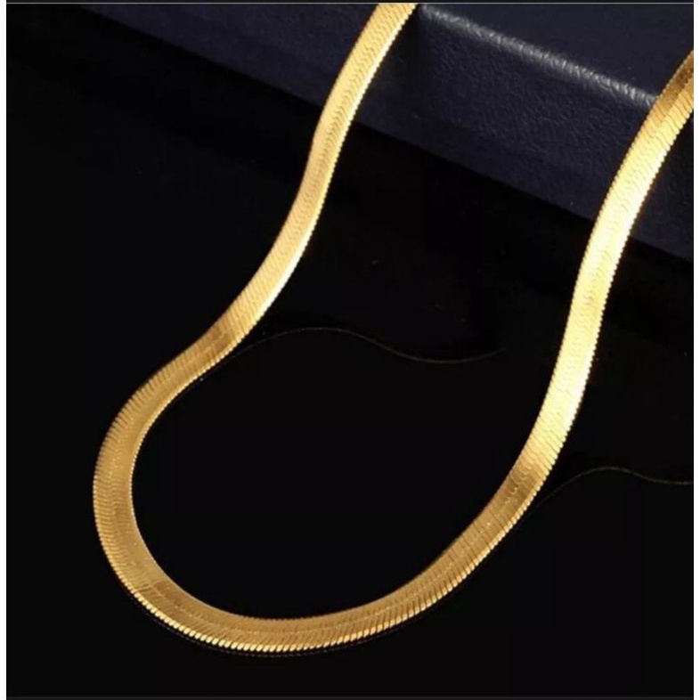 kalung pipih titanium kalung pria kalung pipih panjang 45/50/60 cm kalung anti karat awet selama ny 