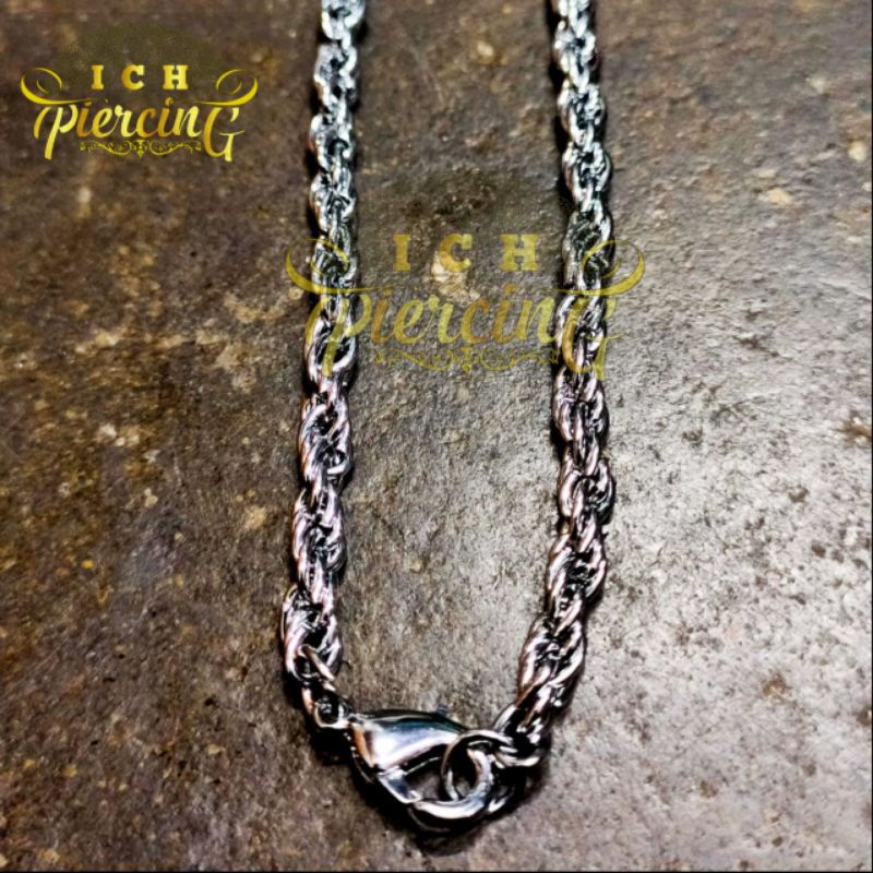 kalung Pria titanium motif Tambang / Kalung Anti Karat 70cm