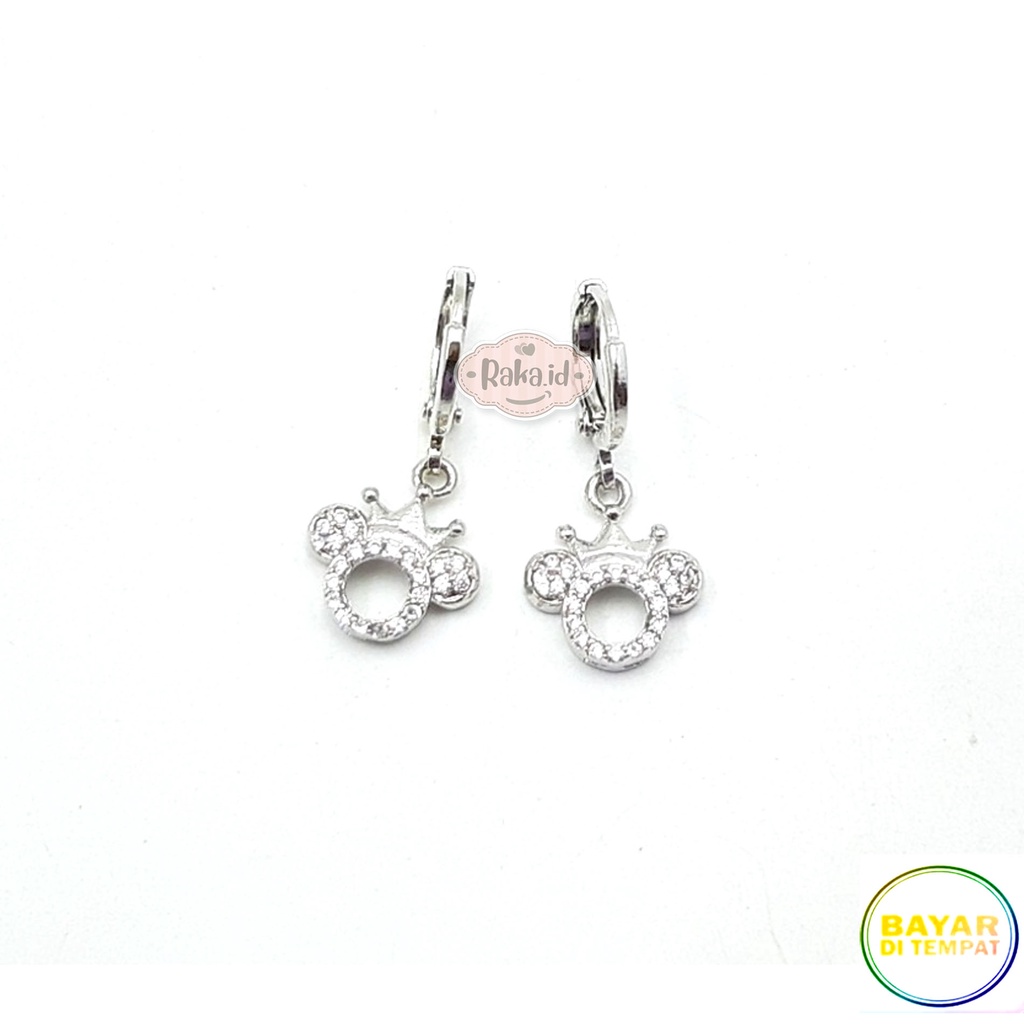 Anting Clip / Klip Mickey Bulat Mahkota Perhiasan Aksesoris Wanita 905