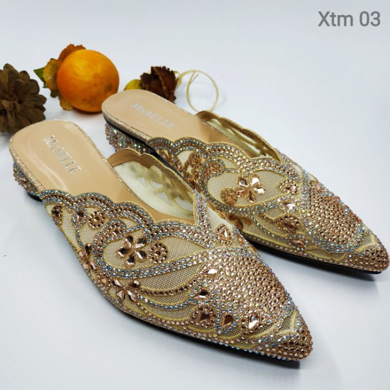 sepatu wanita selop slipon ke pesta cocok kebaya payet mewah dan murah model terbaru
