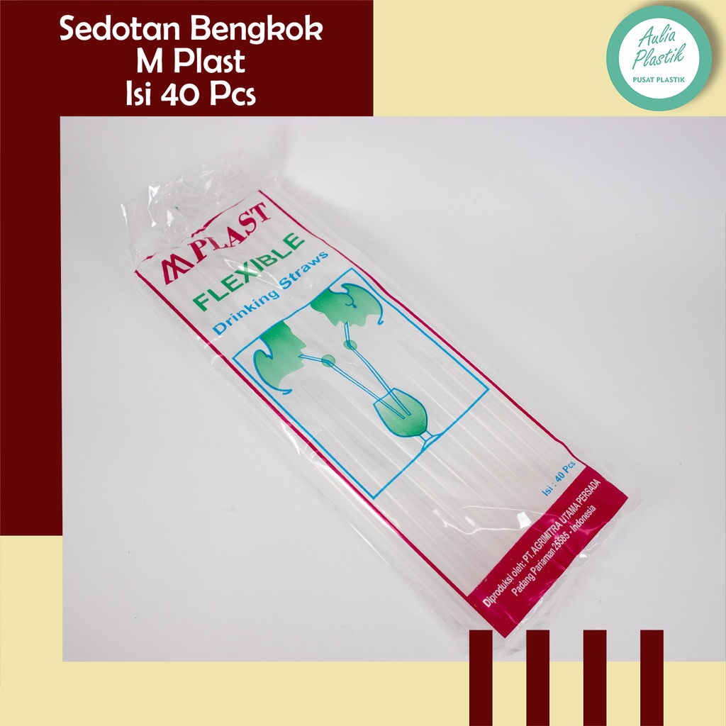 Sedotan Pipet Plastik MPlast Sedotan Bengkok Bening 40 Pcs