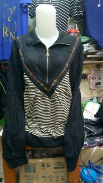 Blouse Atasan Fashion Krah Tinggi Lengan Panjang Import