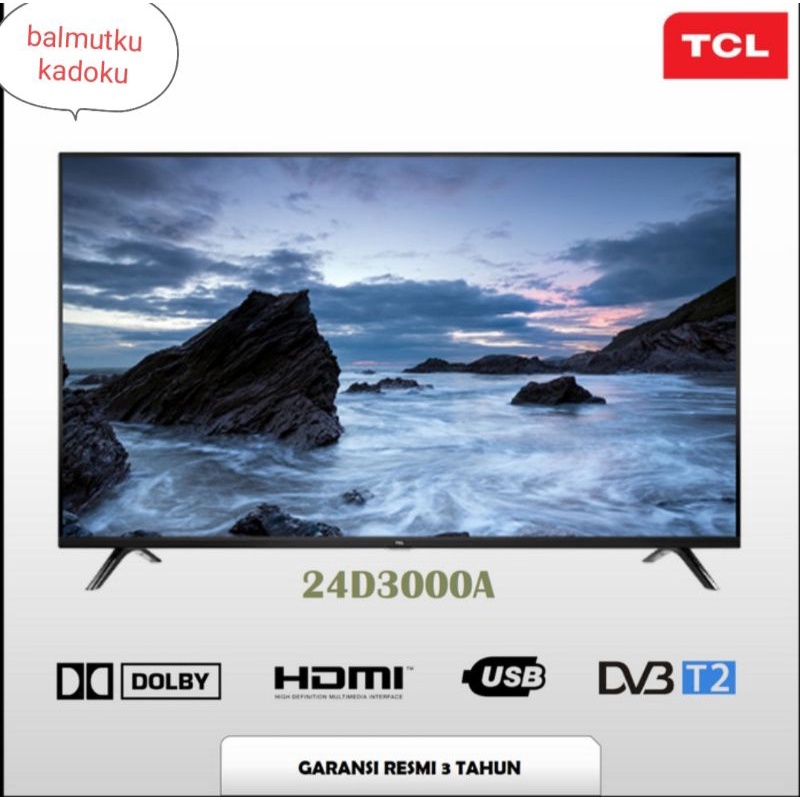 TV LED 24 INCH TCL 24D3000A 24" DIGITAL TV USB MOVIE